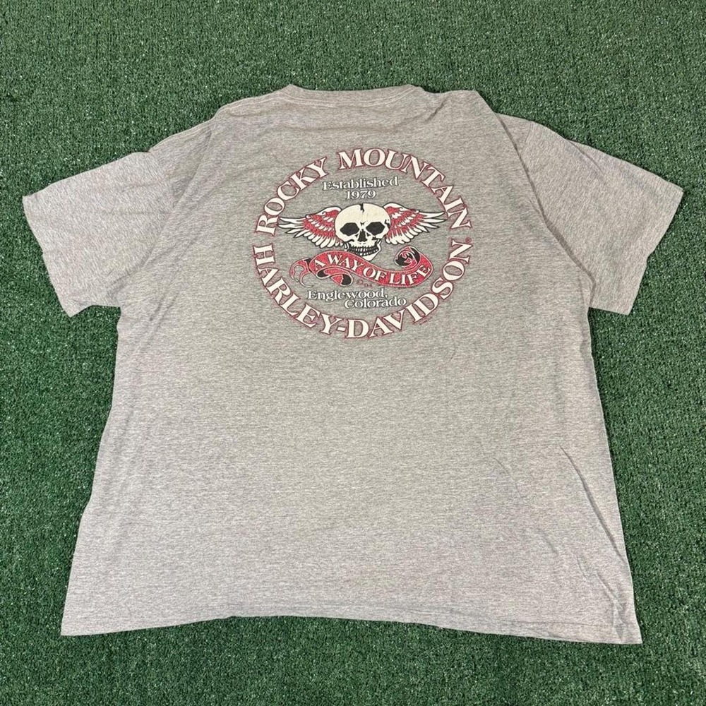 Vintage Harley Davidson Rocky Mountain Colorado Pocket Tee XXXL Gray 90s Biker